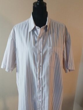 Phat Farm Light Pink and White Striped Short Sleeve Button-Up Shirt